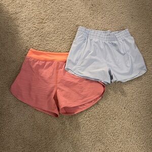 Athleta Coral and Light Blue Athletic Shorts